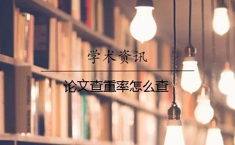 論文查重率怎么查 論文查重率怎么查